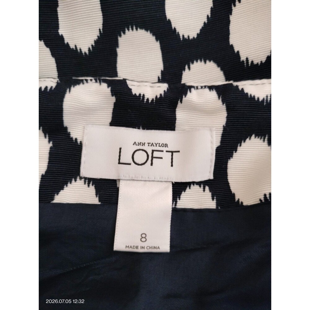 Ann Taylor Loft Skirt Above Knee Length Navy Blue Polka Dot Sz 8 Pockets Lined - Picture 10 of 10